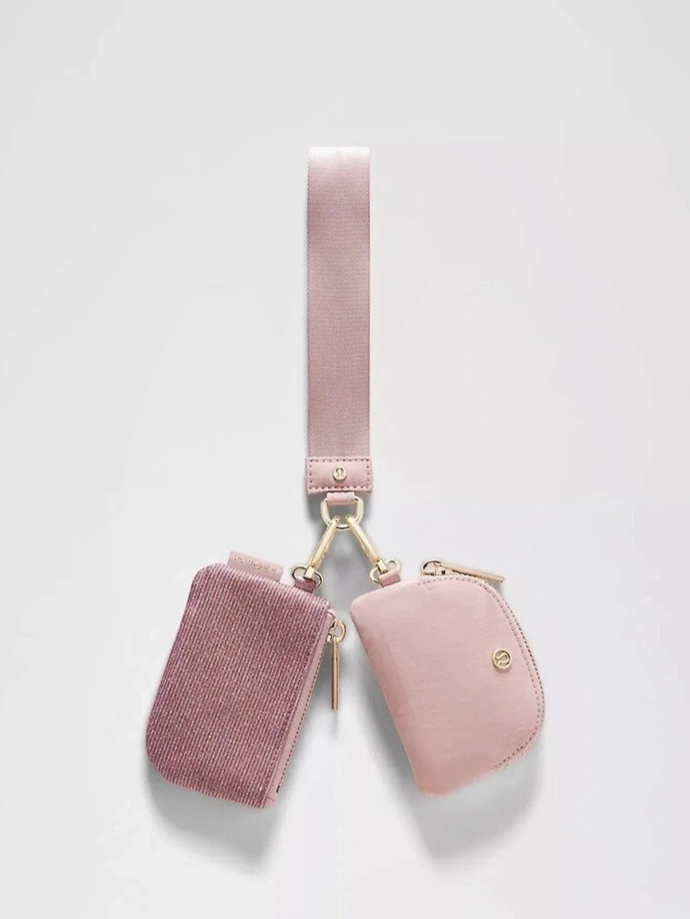 Lululemon Dual Pouch Wristlet in Pink Champagne/Mink Berry/Gold